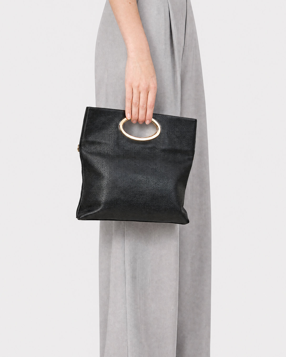 CECILY CLUTCH BAG BLACK LEATHER