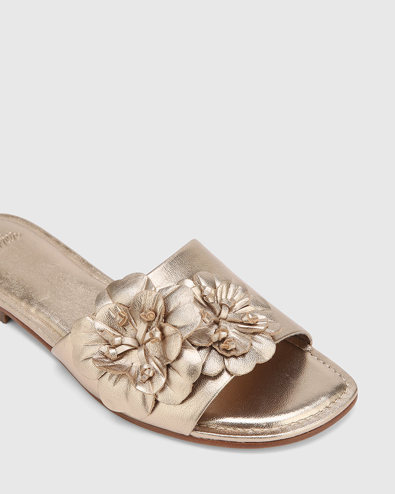 Coco Champagne Metallic Leather Slide