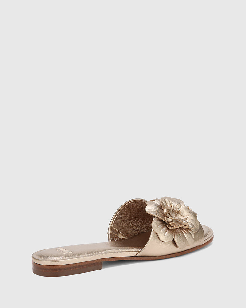 Coco Champagne Metallic Leather Slide