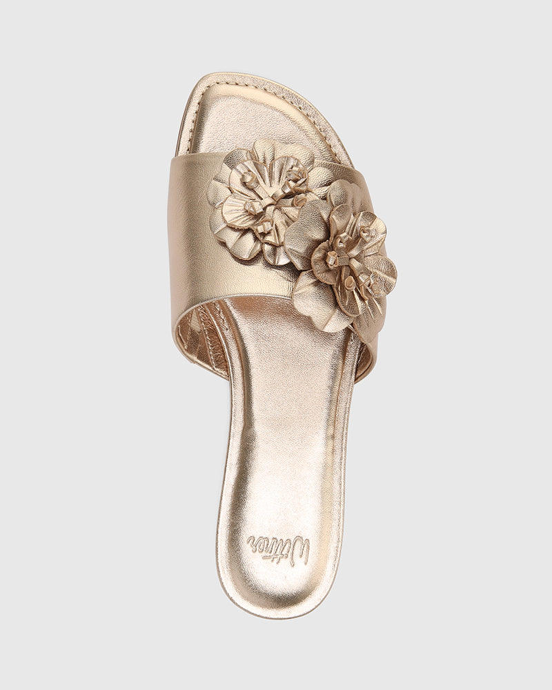 Coco Champagne Metallic Leather Slide