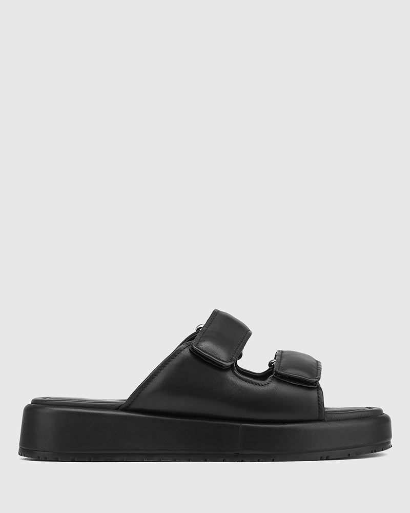 Codi Black Leather Flatform
