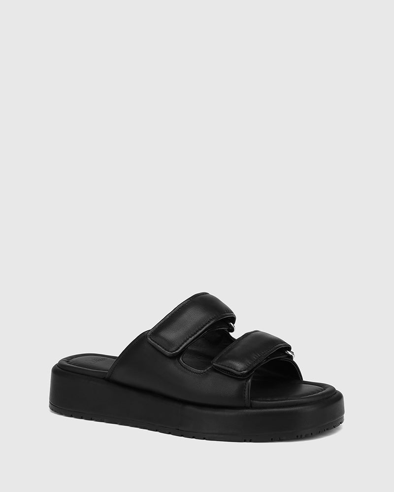 Codi Black Leather Flatform