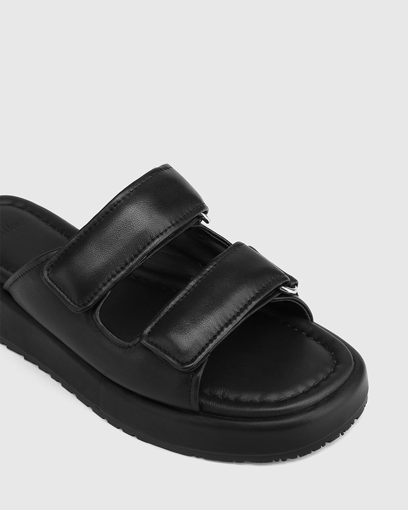 Codi Black Leather Flatform