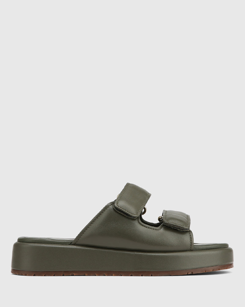 Codi Olive Green Leather Flatform