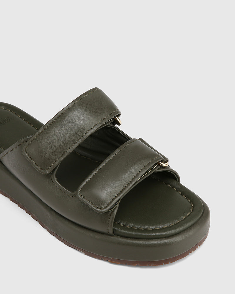 Codi Olive Green Leather Flatform