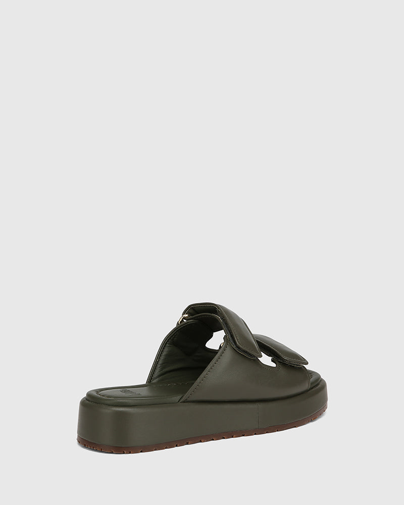 Codi Olive Green Leather Flatform