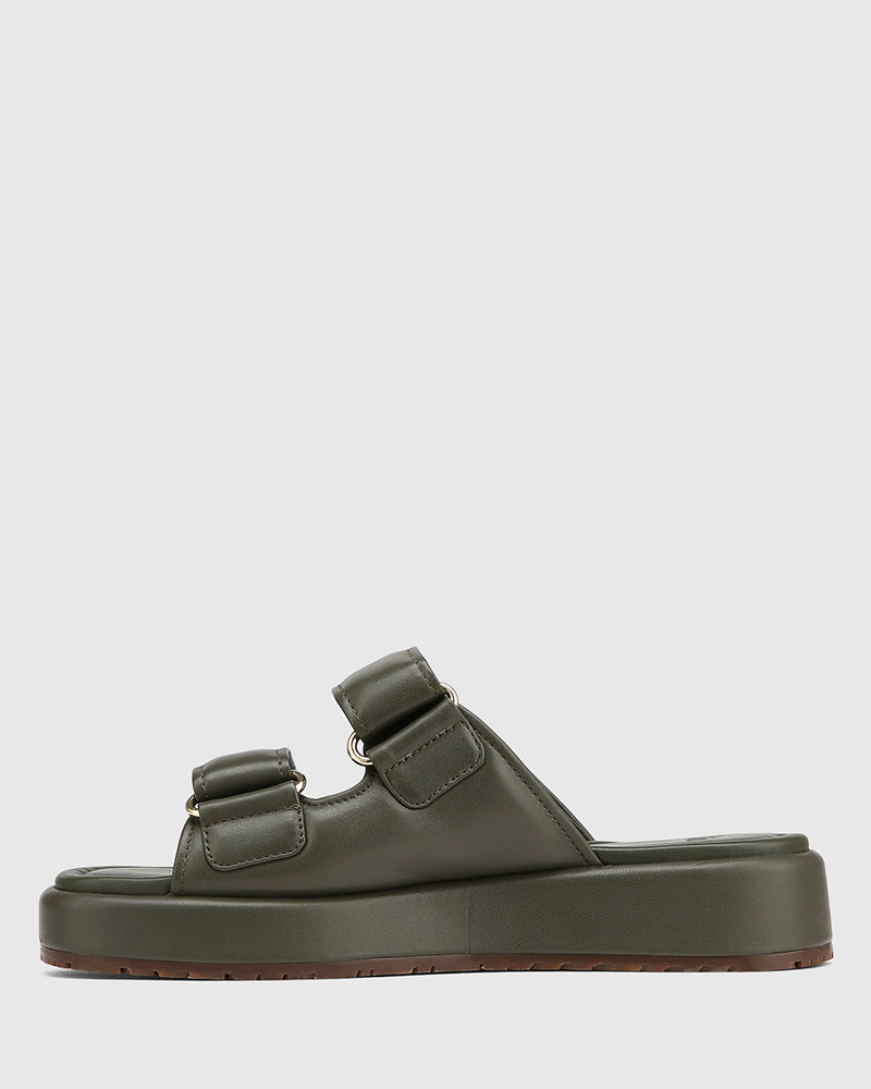 Codi Olive Green Leather Flatform