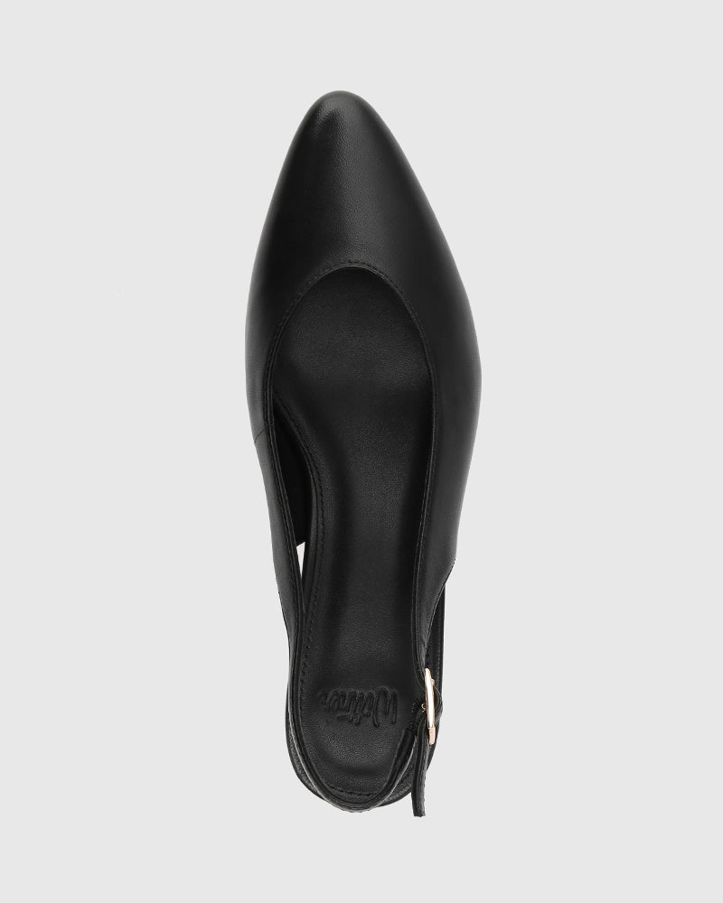 Cove Black Leather Slingback