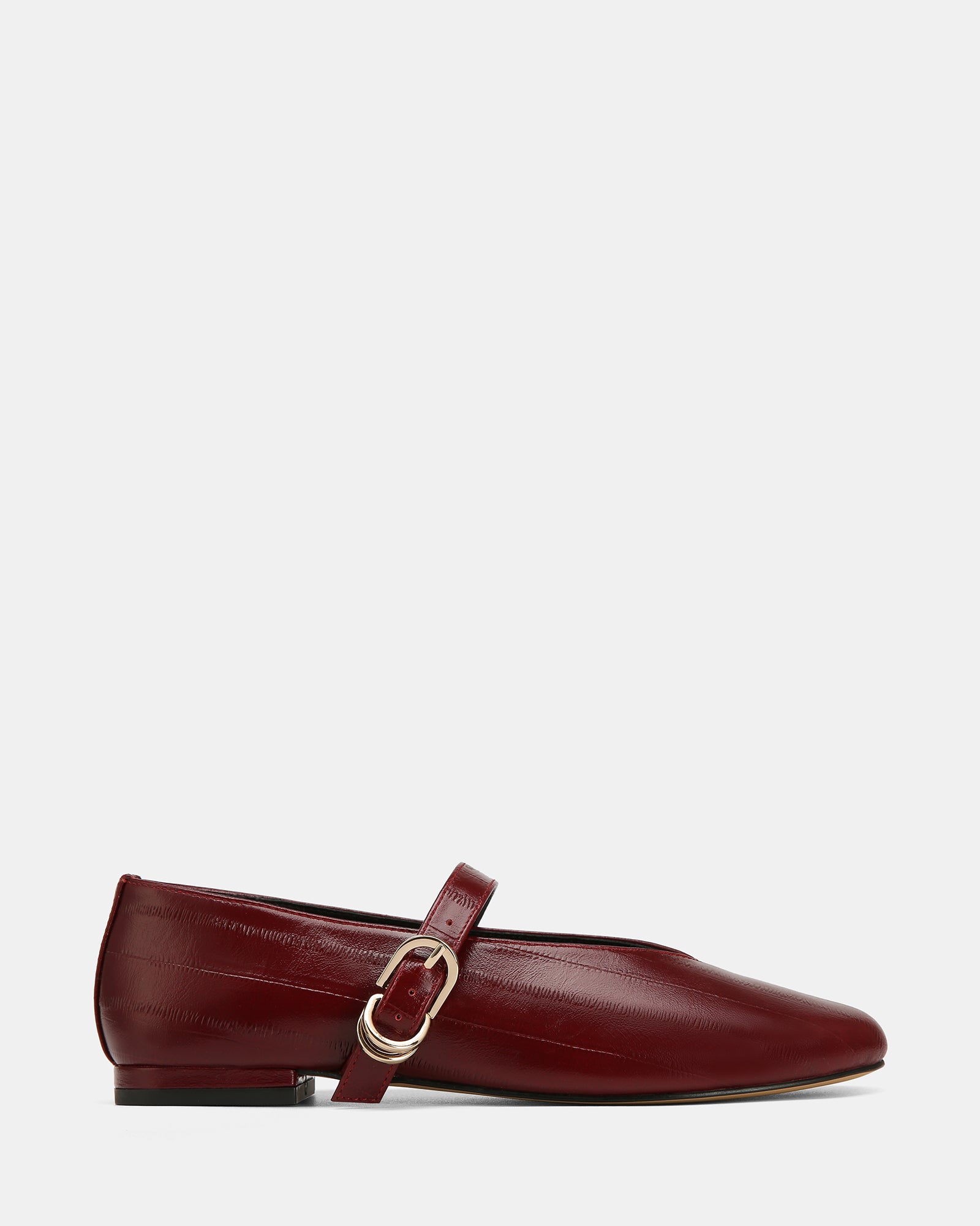 Dakota Wine Eel Leather Flat Mary Janes