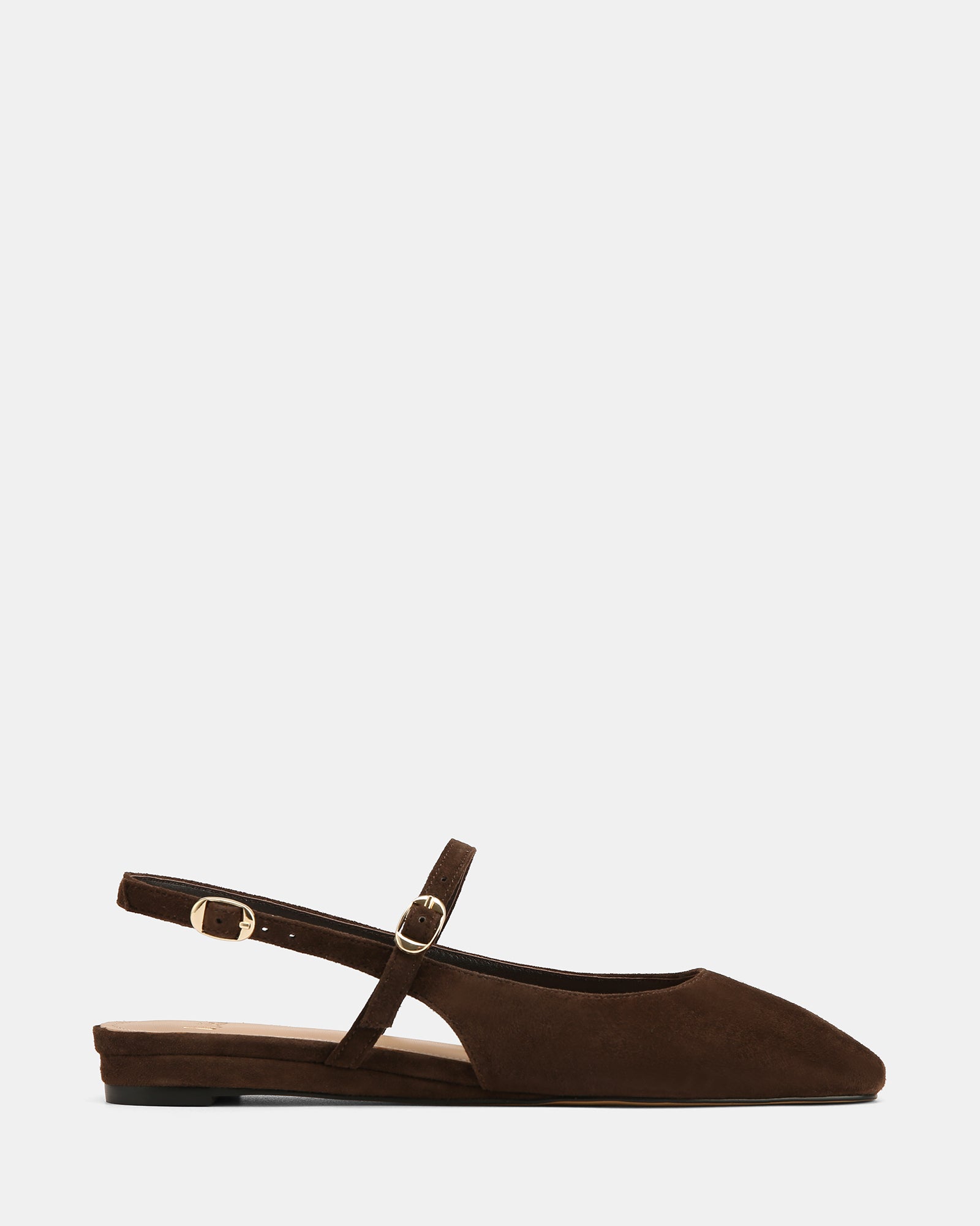 Dallas Espresso Suede Leather Flat Slingbacks