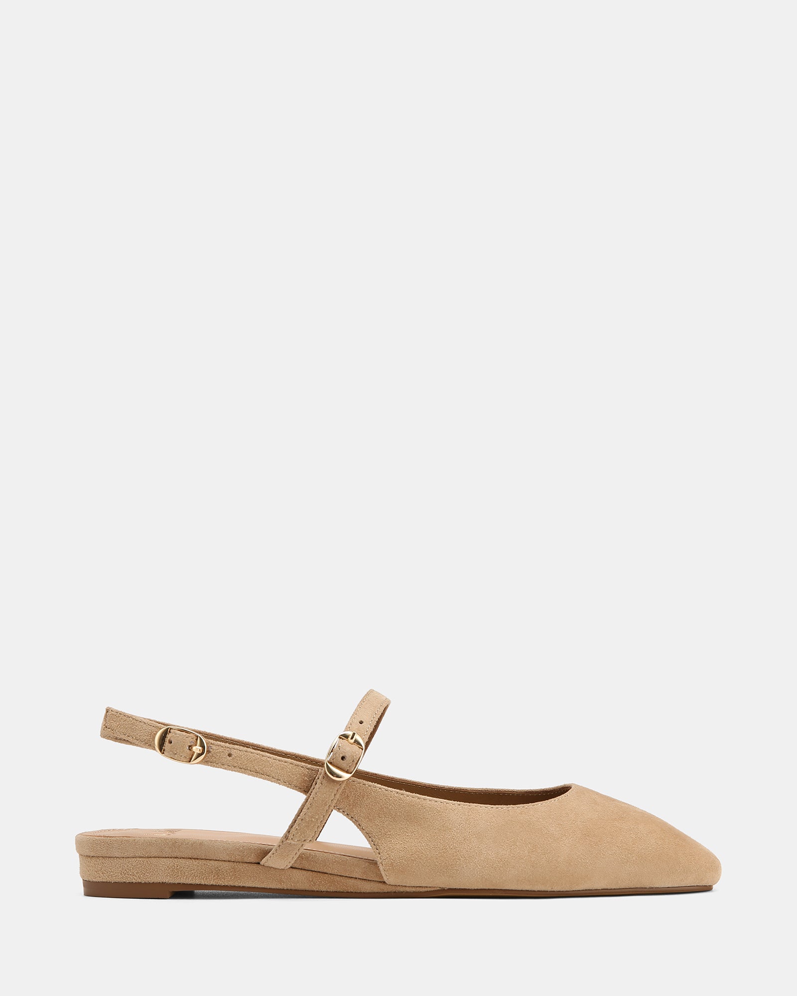 Dallas Fawn Suede Leather Flat Slingbacks