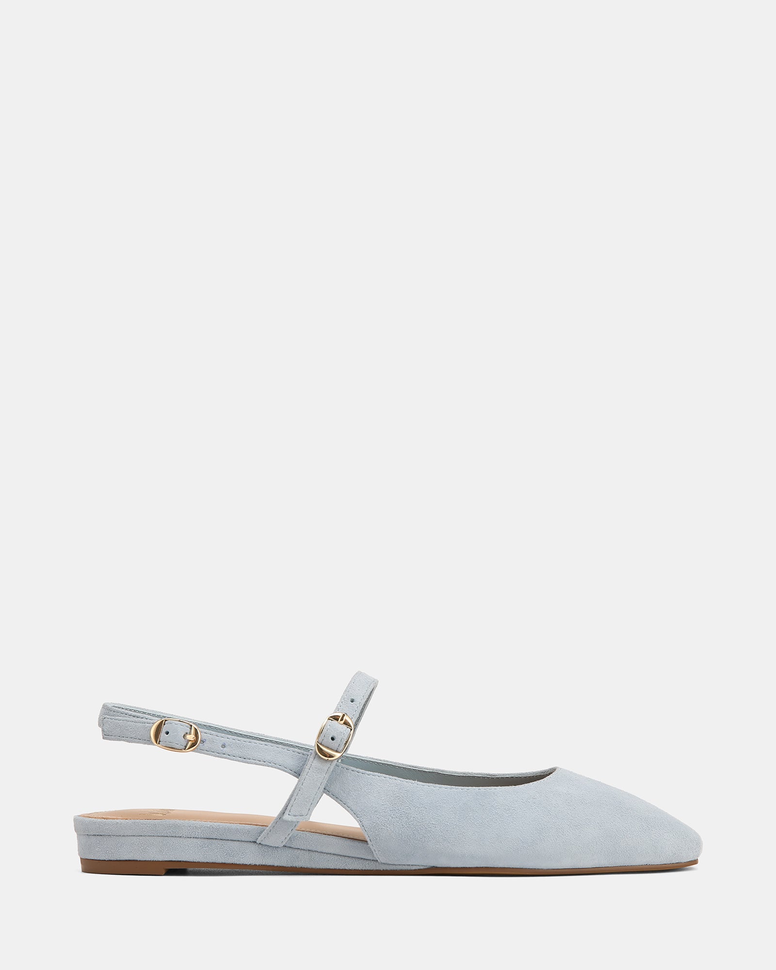 Dallas Soft Blue Suede Leather Flat Slingbacks