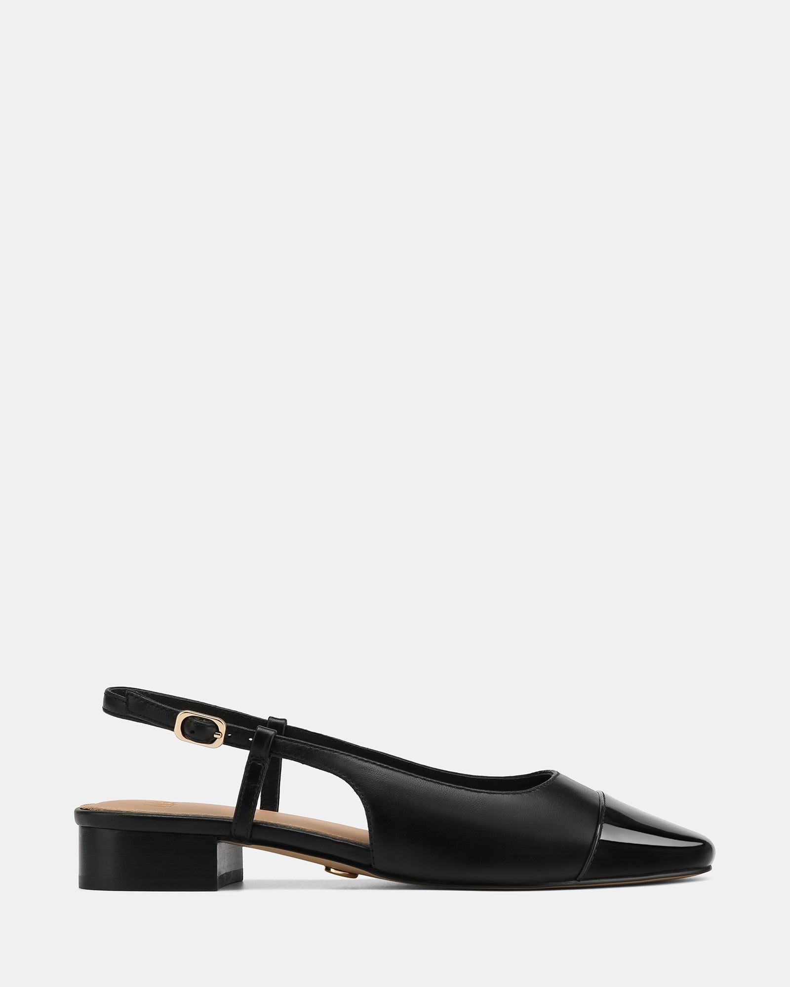 Dame Black Leather Flat Slingback