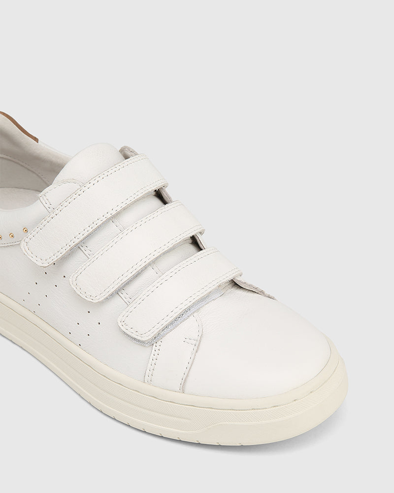Deanne White and Camel Trim Leather Sneaker