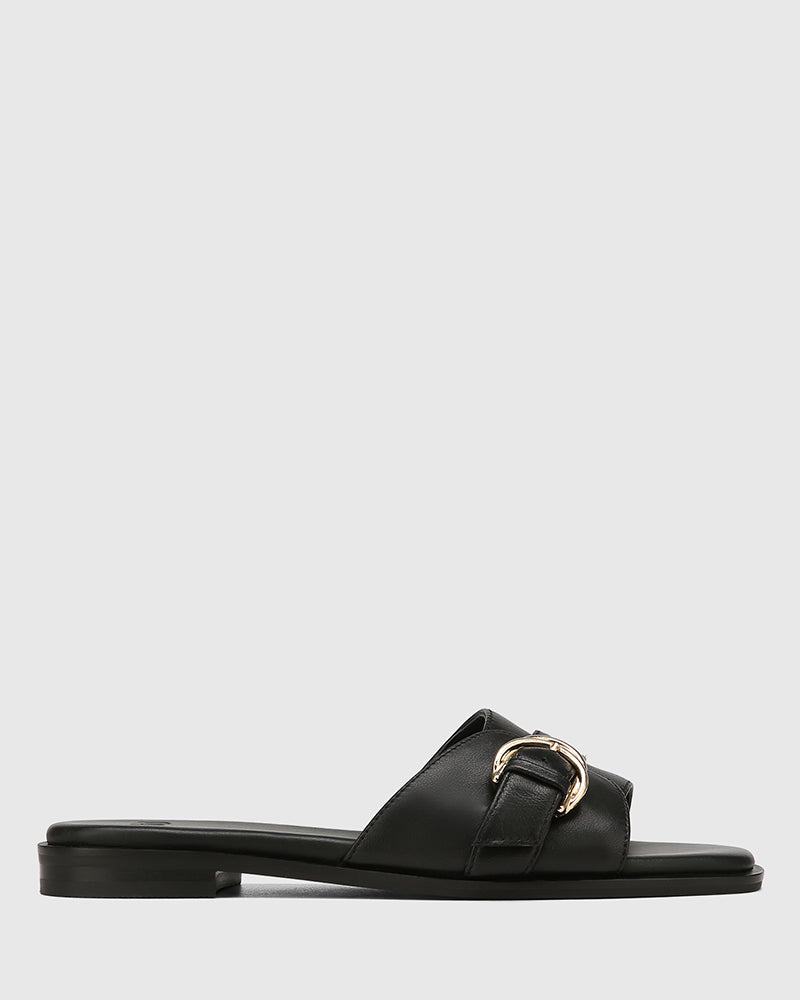 Delmore Black Leather Slide