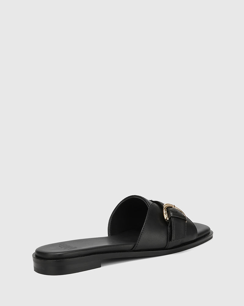 Delmore Black Leather Slide