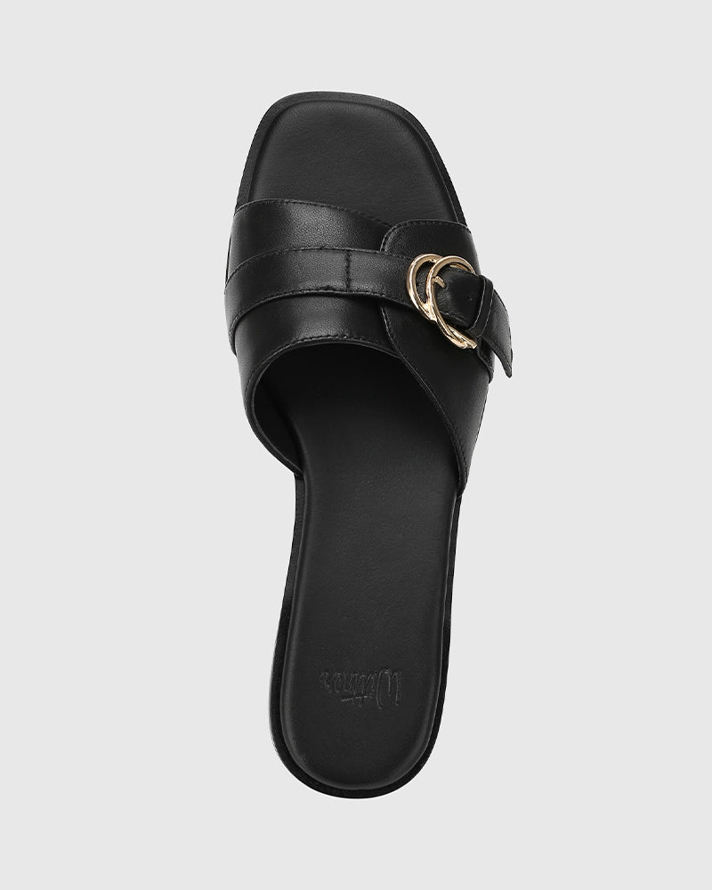 Delmore Black Leather Slide
