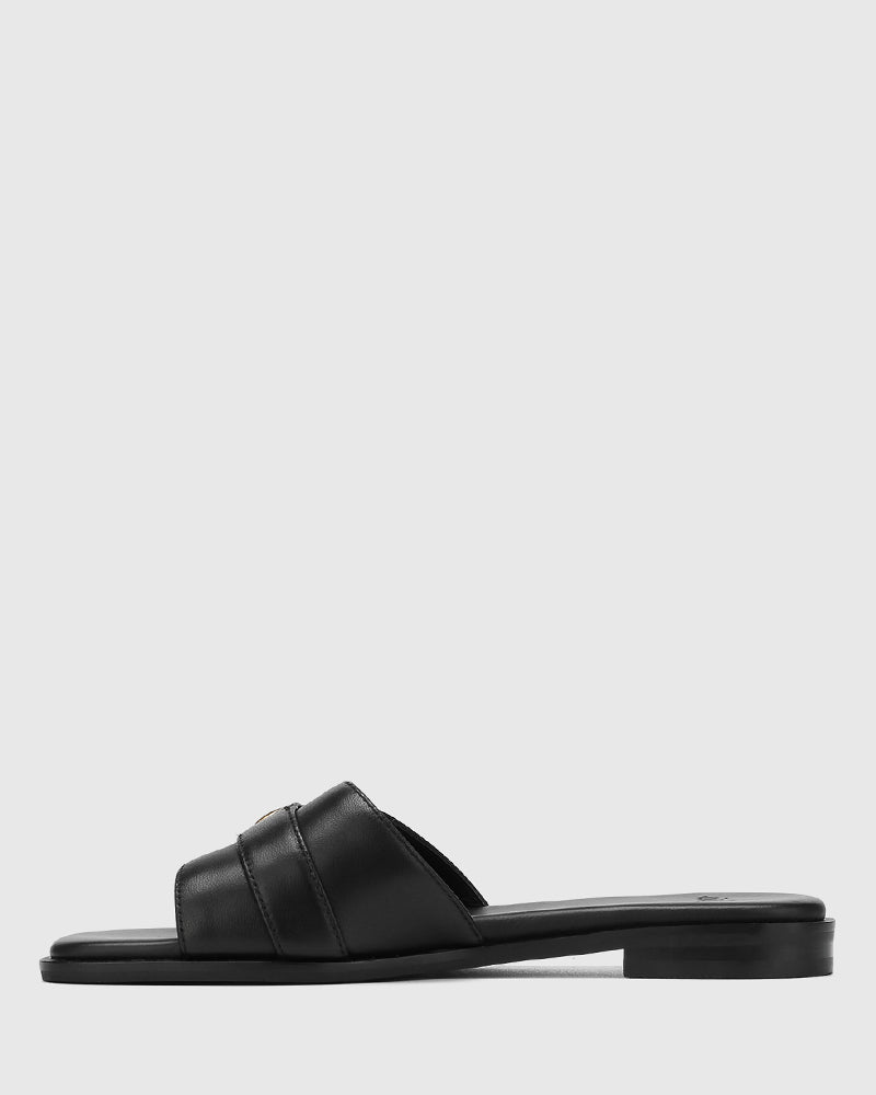 Delmore Black Leather Slide