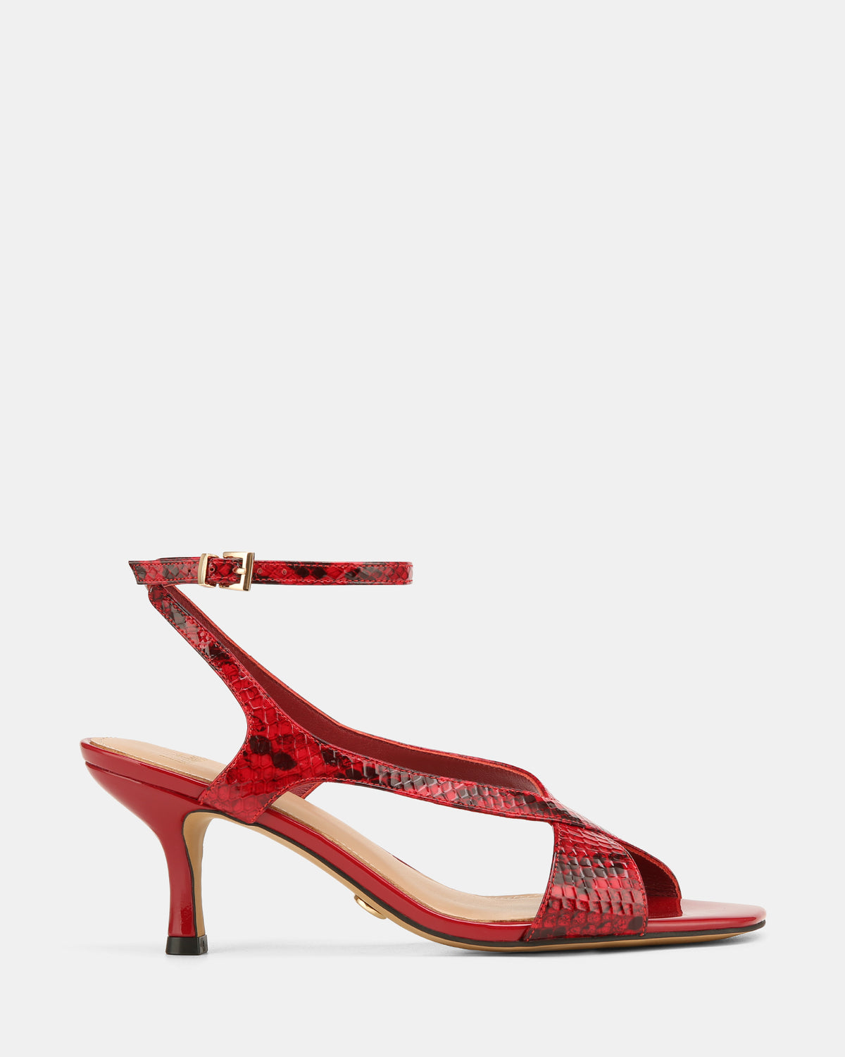 Dexter Red Snake Leather Low Sandals