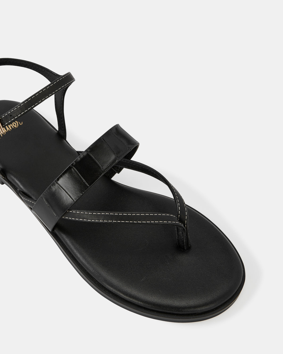 DIEGO FLAT SANDALS BLACK CROCODILE LEATHER