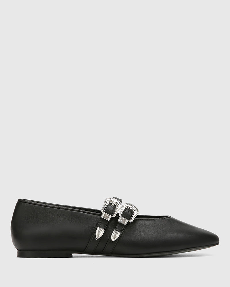 Divon Black Leather Mary Jane