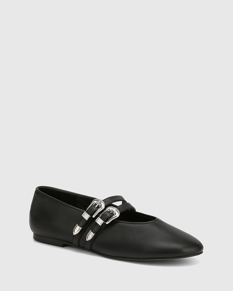 Divon Black Leather Mary Jane