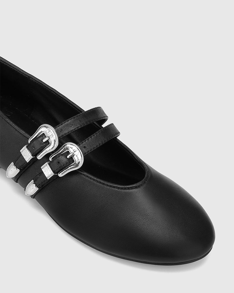 Divon Black Leather Mary Jane