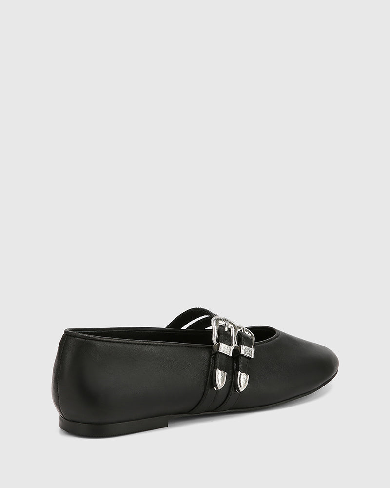 Divon Black Leather Mary Jane