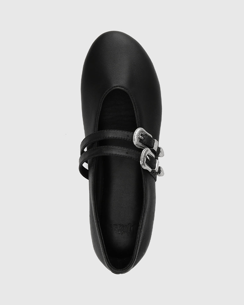 Divon Black Leather Mary Jane