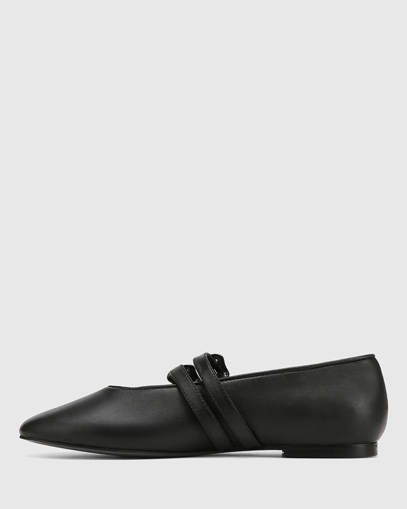 Divon Black Leather Mary Jane