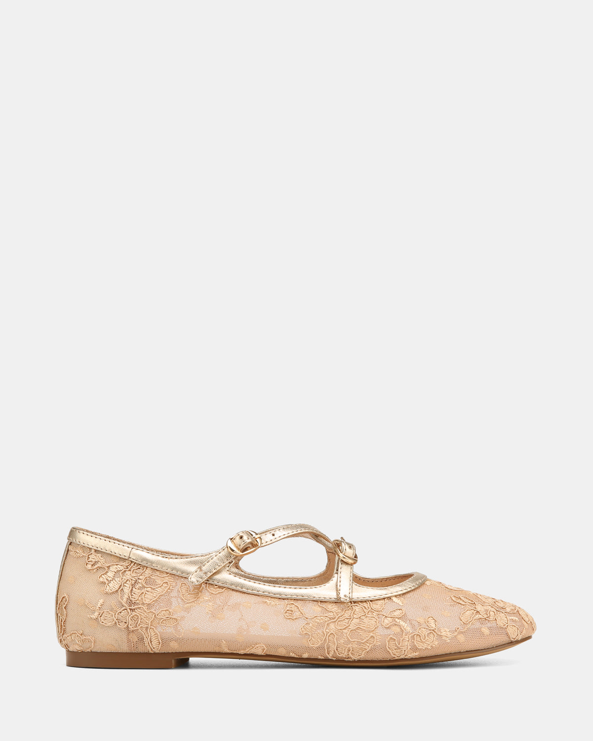 DOTTY BALLET FLATS CHAMPAGNE LACE MESH/LEATHER