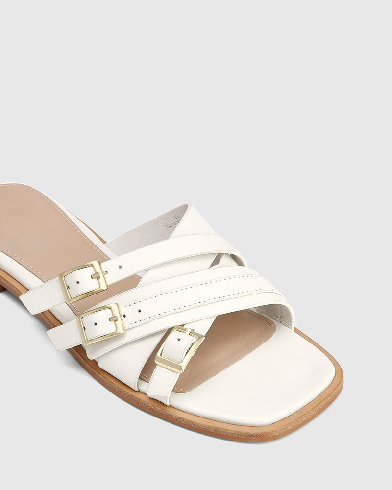 El Off White Leather Strappy Slide