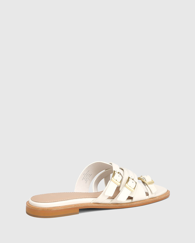 El Off White Leather Strappy Slide