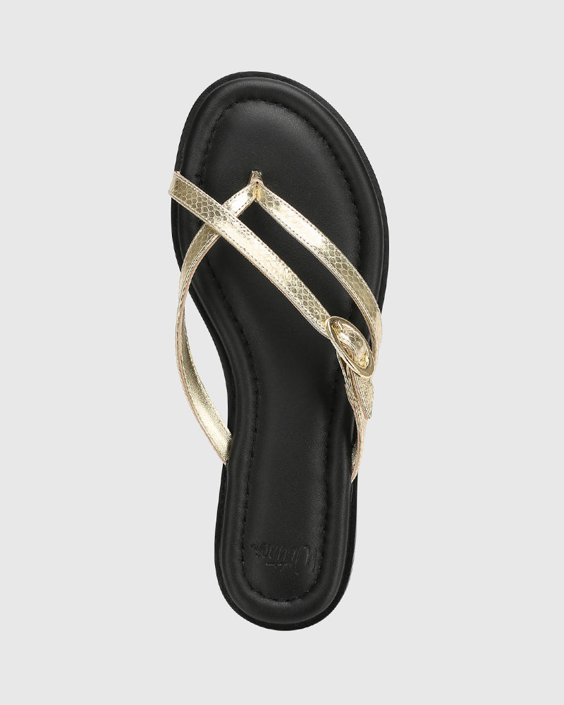 Esma Gold Reptile Embossed Leather Thong