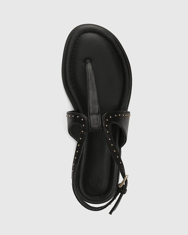Espen Black Leather Thong
