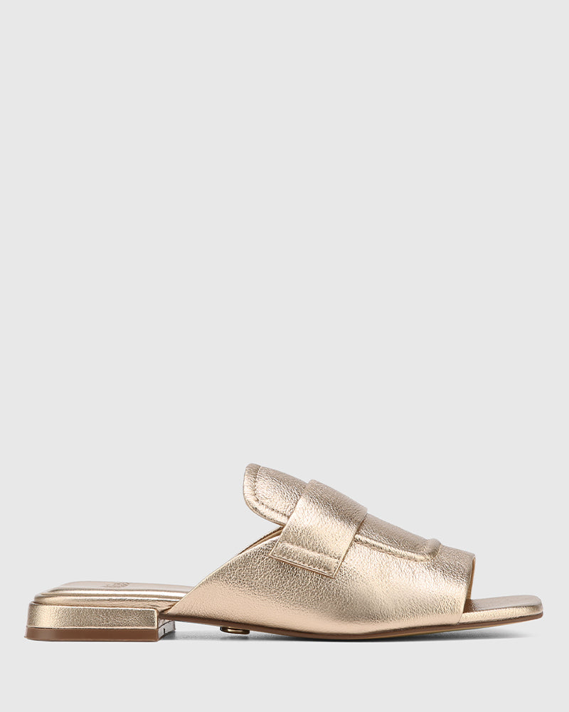 Euginia Champagne Metallic Pebbled Leather Slide