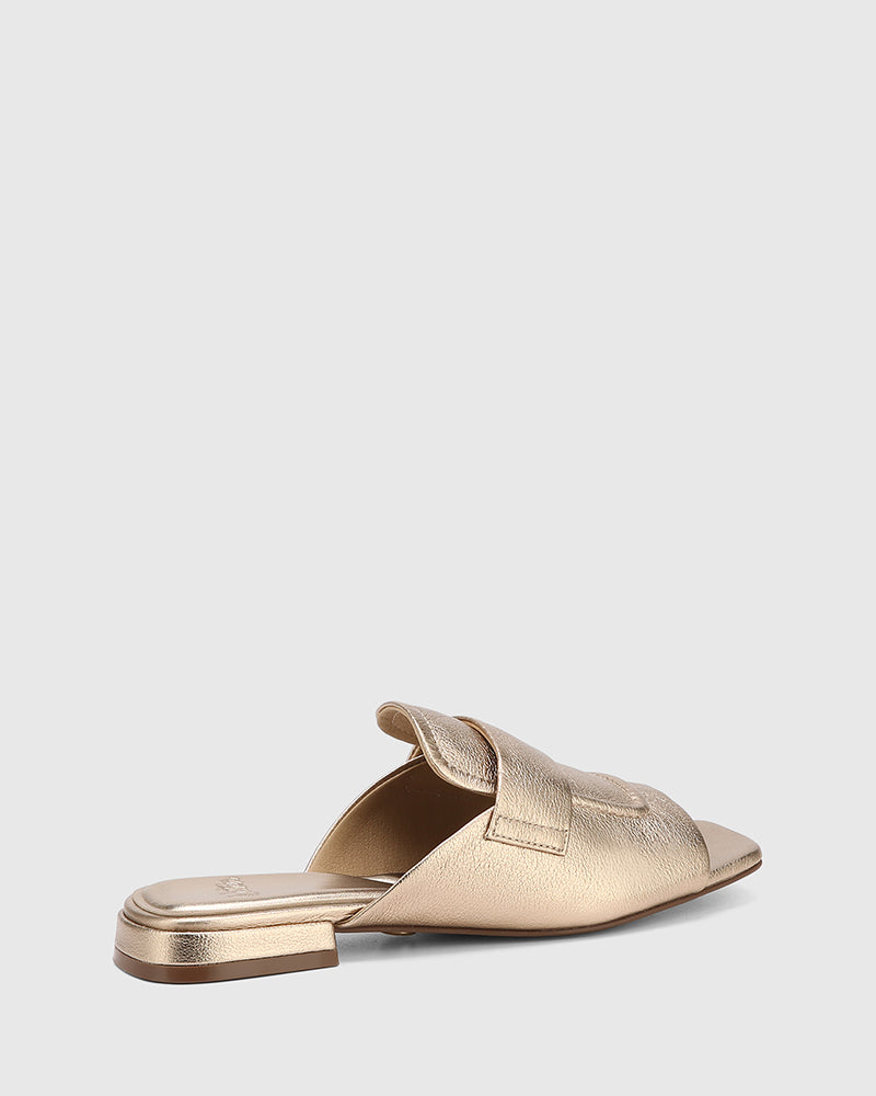 Euginia Champagne Metallic Pebbled Leather Slide