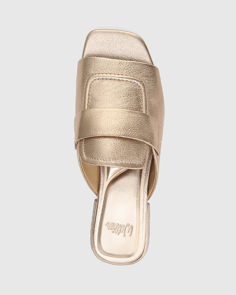 Euginia Champagne Metallic Pebbled Leather Slide