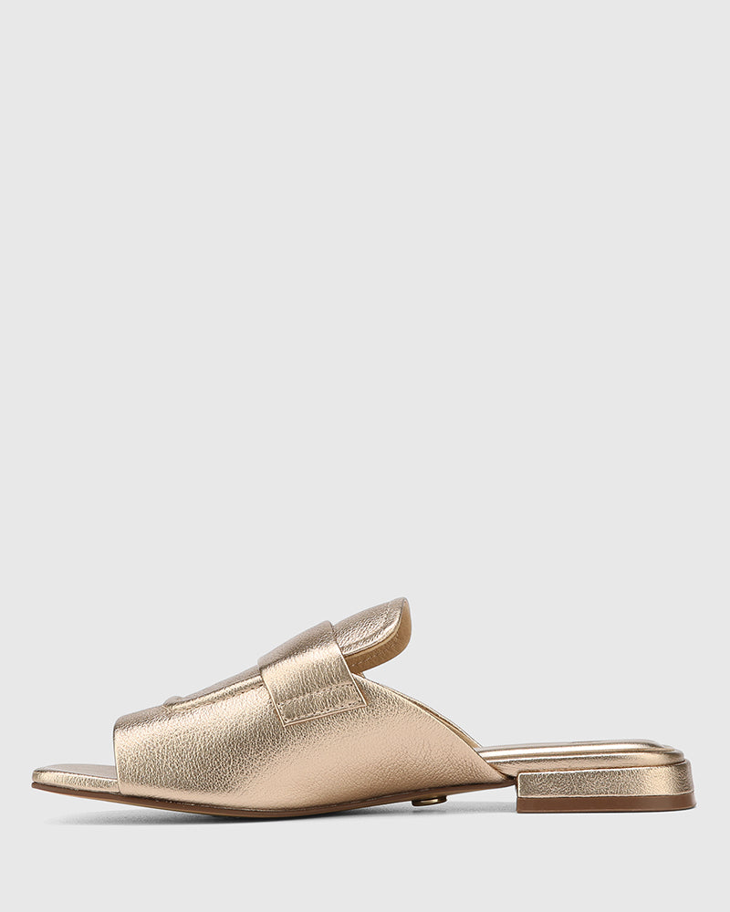 Euginia Champagne Metallic Pebbled Leather Slide