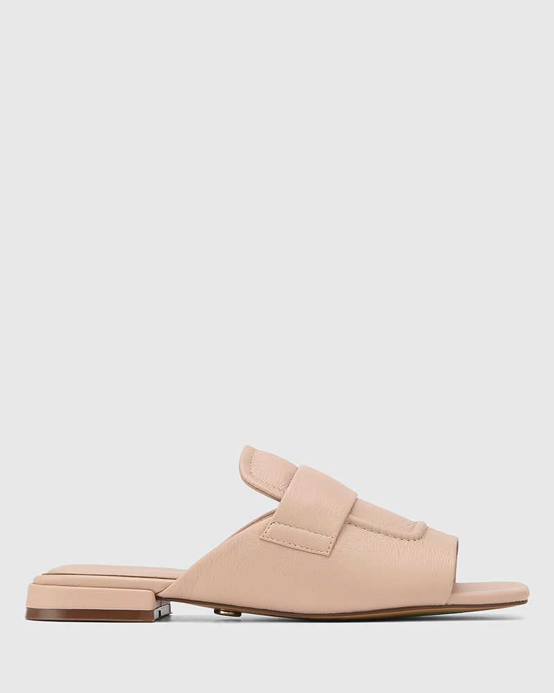 Euginia Ballet Pink Pebbled Leather Slide