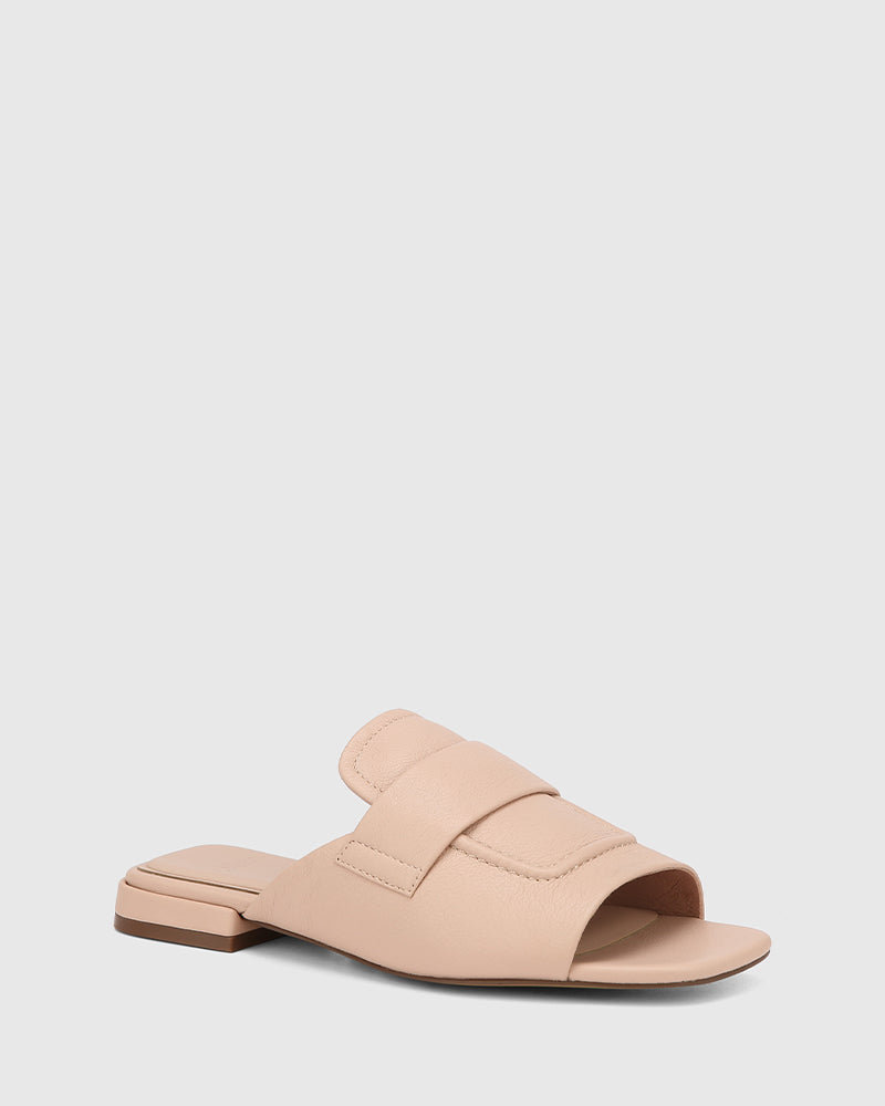 Euginia Ballet Pink Pebbled Leather Slide