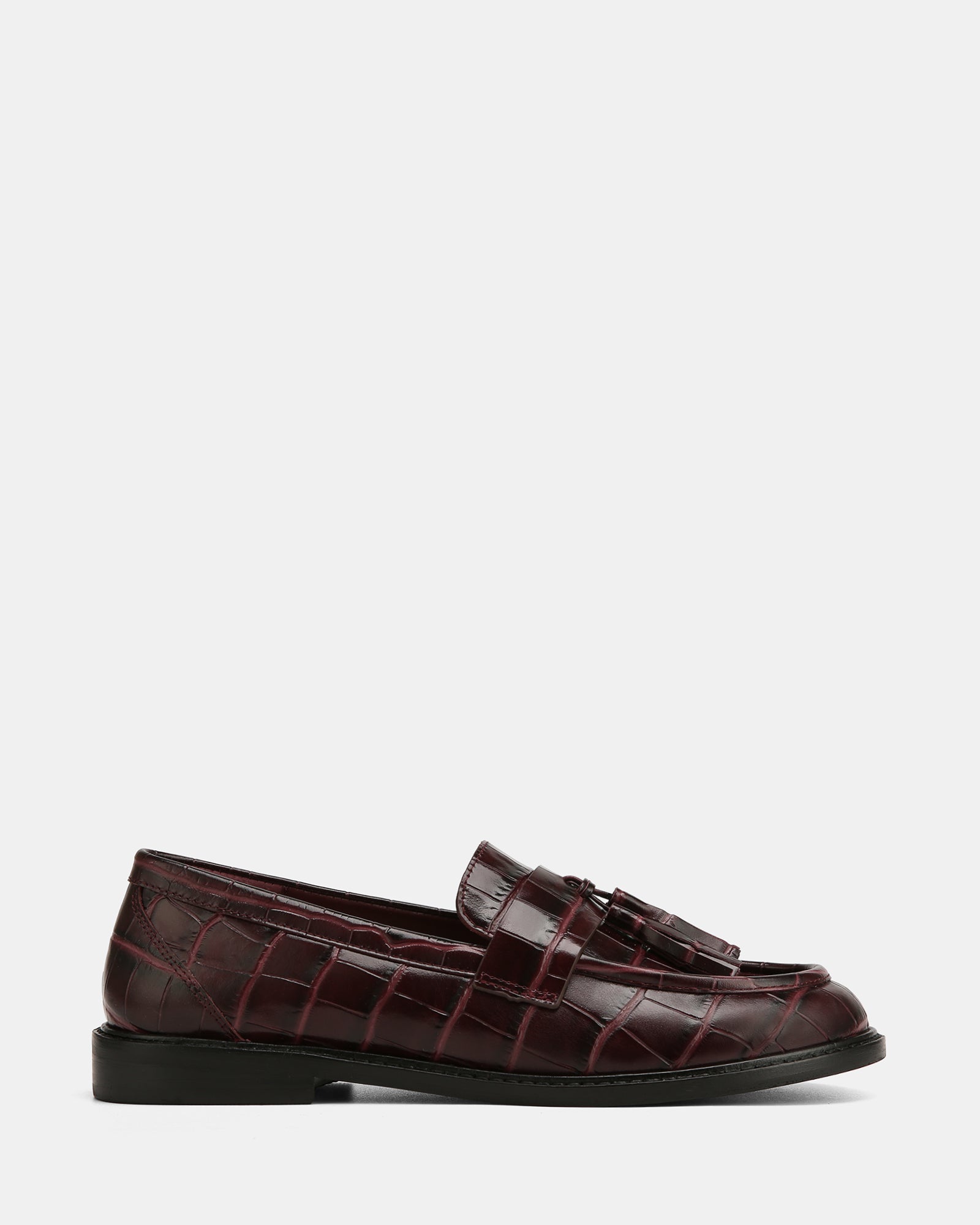 Evelyn Raisin Croc Embossed Leather Loafer