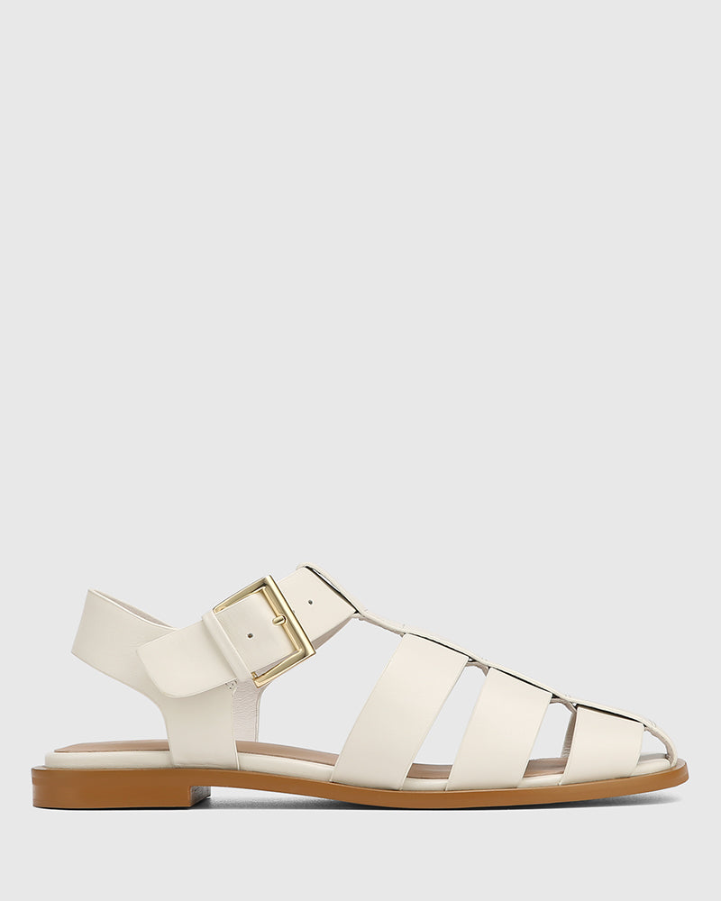 Ezria Off White Leather Fisherman Sandal