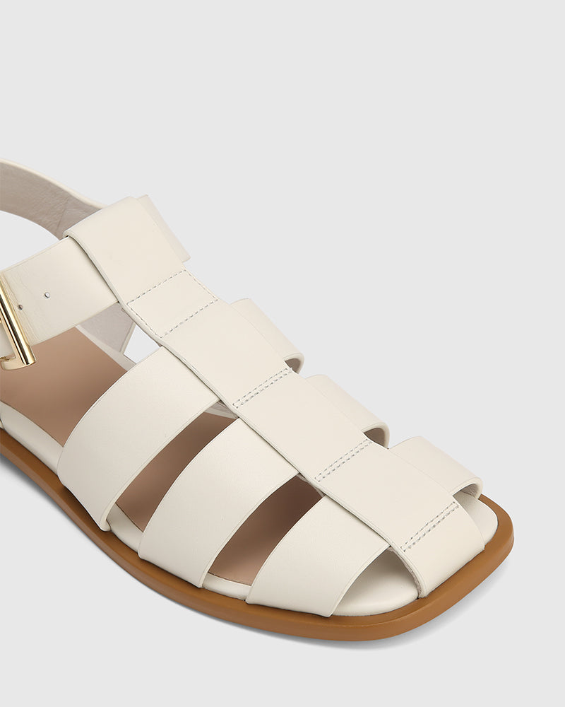 Ezria Off White Leather Fisherman Sandal