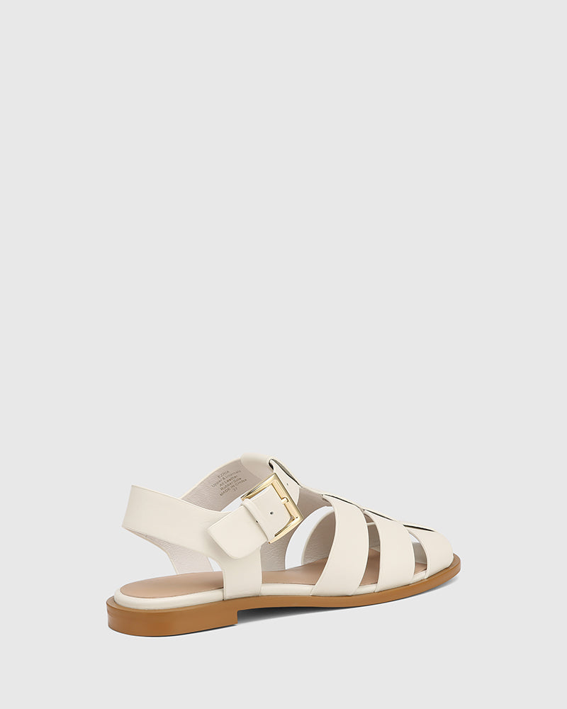 Ezria Off White Leather Fisherman Sandal
