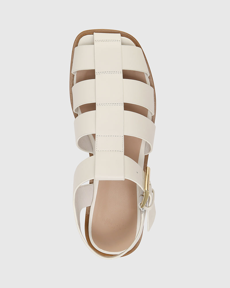 Ezria Off White Leather Fisherman Sandal