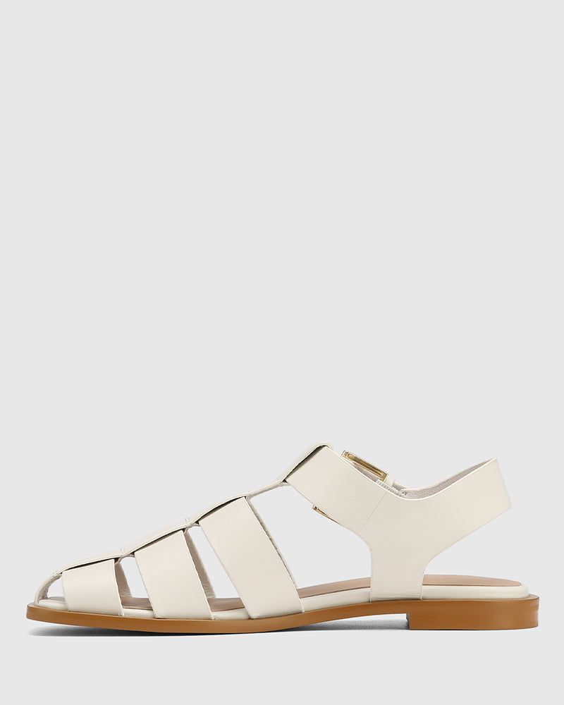 Ezria Off White Leather Fisherman Sandal