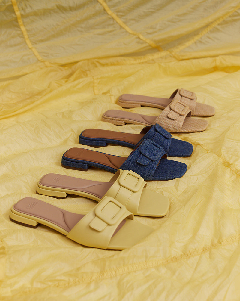 Enise Buttercup Leather Slide