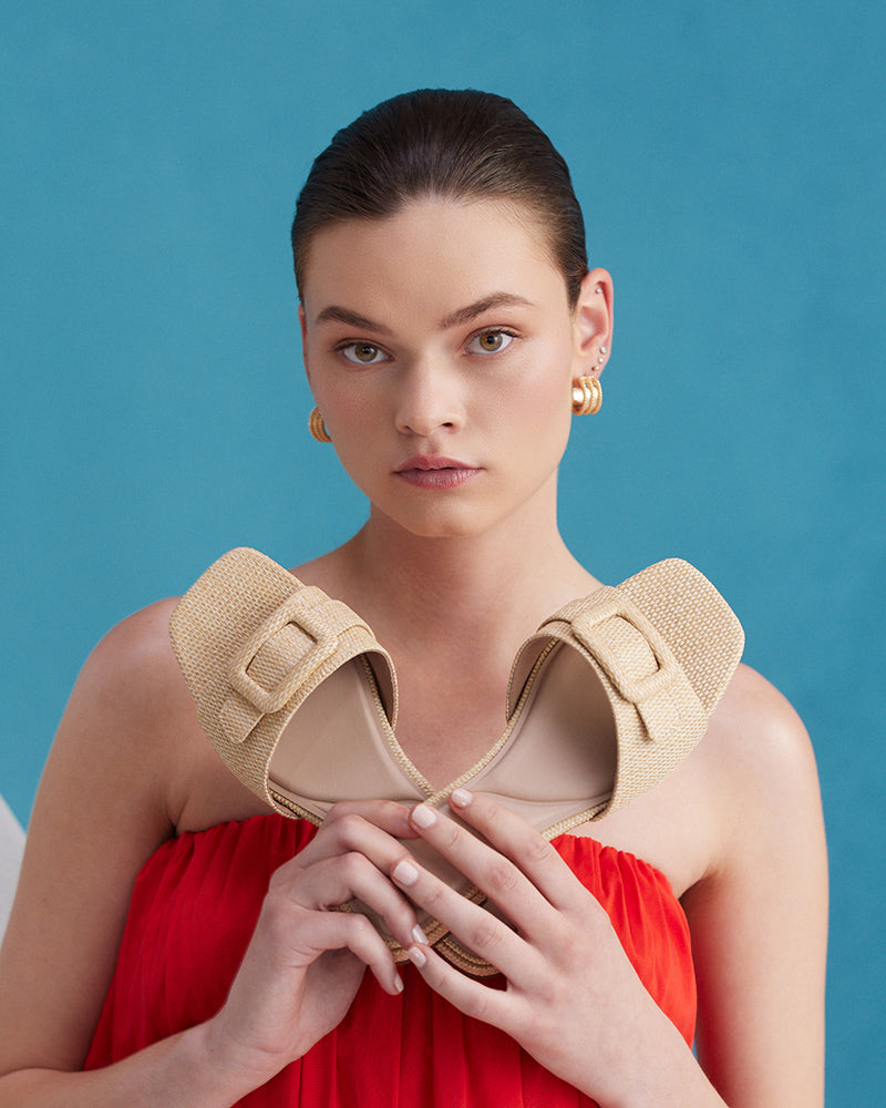 Enise Natural Recycled Textile Slide