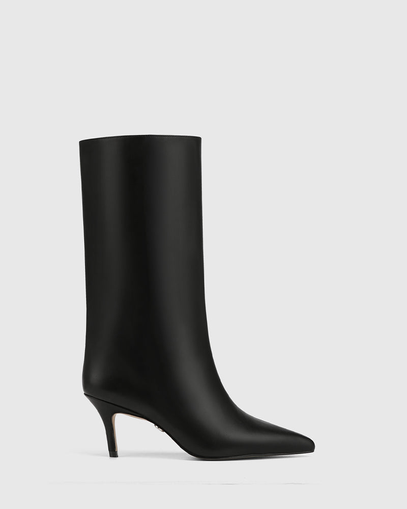 Lozana Black Leather Mid-Calf Boot